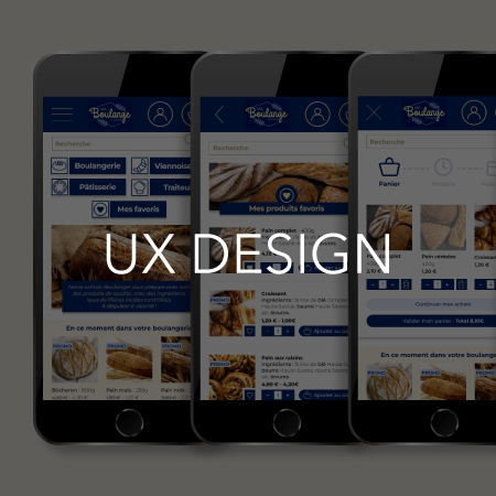 Image de smartphones avec des écrans différents représentant la section UX Design de mon portfolio